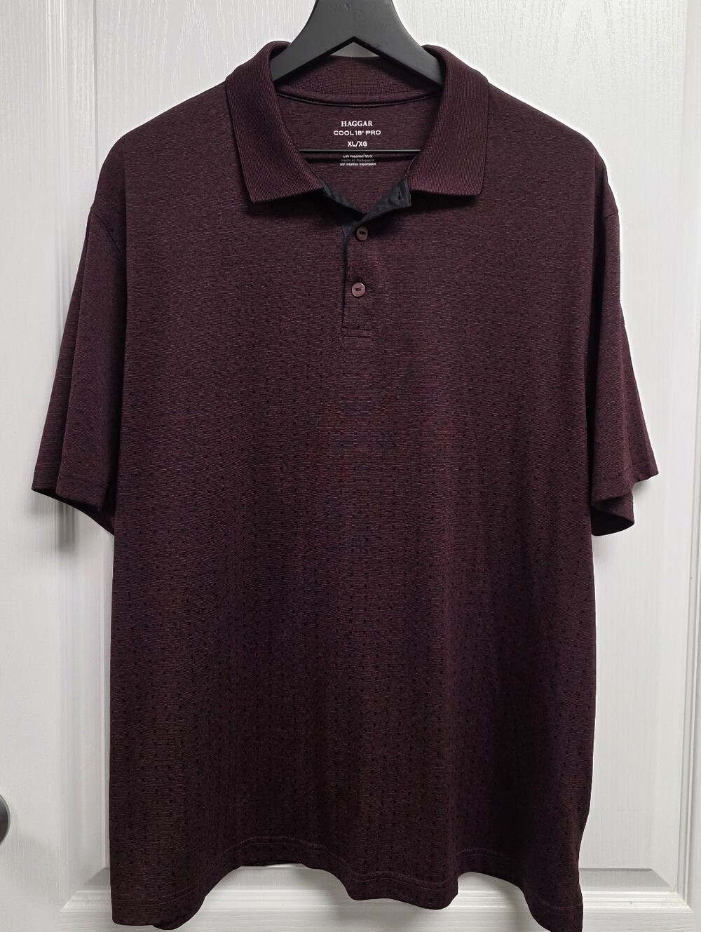 Haggar Cool 18 Pro Men's Polo Shirt - Deep Burgundy Size XL